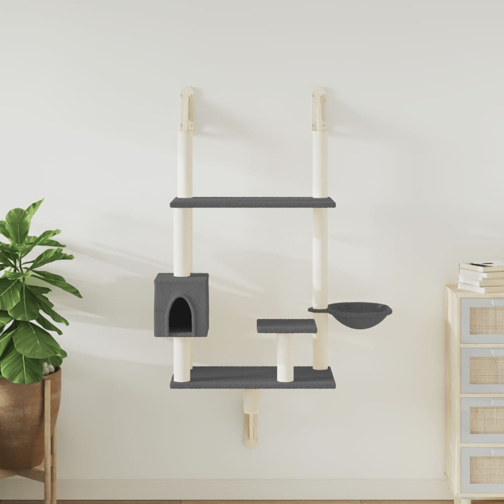 Vidaxl Árbol Rascador Para Gatos De Pared Gris Oscuro 153 Cm_1