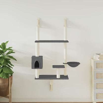 Vidaxl Árbol Rascador Para Gatos De Pared Gris Oscuro 153 Cm_1