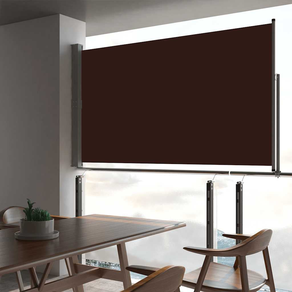 Vidaxl Toldo Lateral Retráctil Para Patio Marrón 140x300 Cm_1