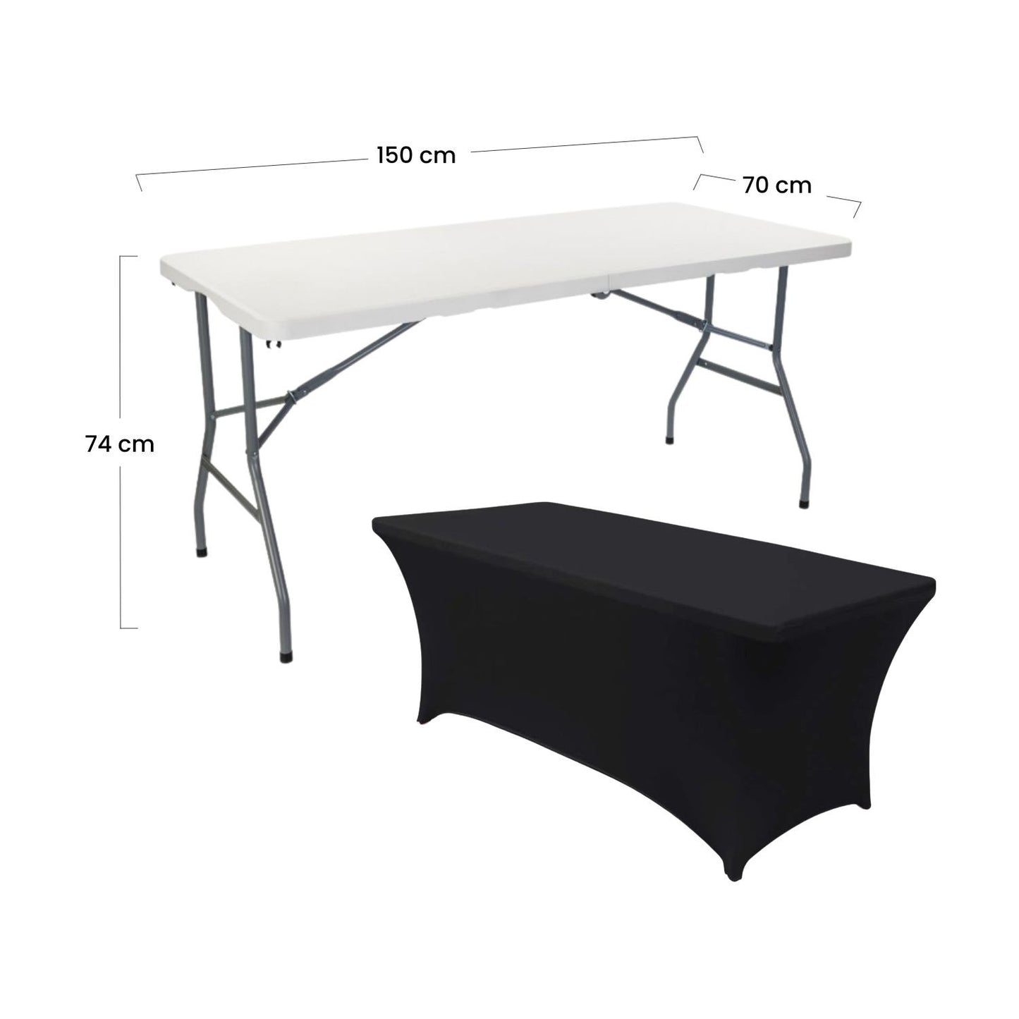Mesa Plegable 150cm Blanca + Funda Catering 7house_3