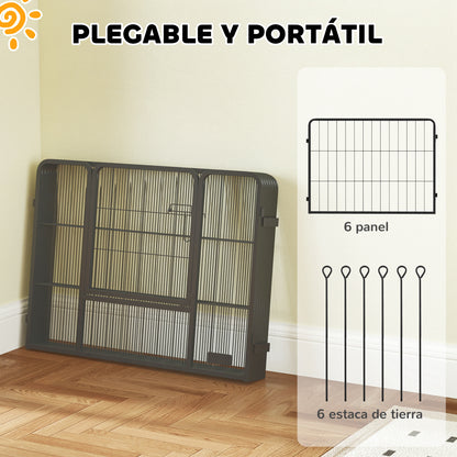 Pawhut Parque Para Perros De 6 Paneles De 60 Cm De Altura Con Puerta Negro_5