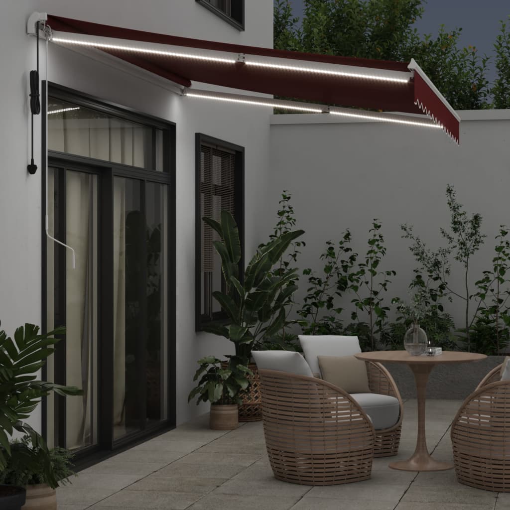 Toldo Retráctil Automático Con Luces Led Burdeos 350x250 Cm_2