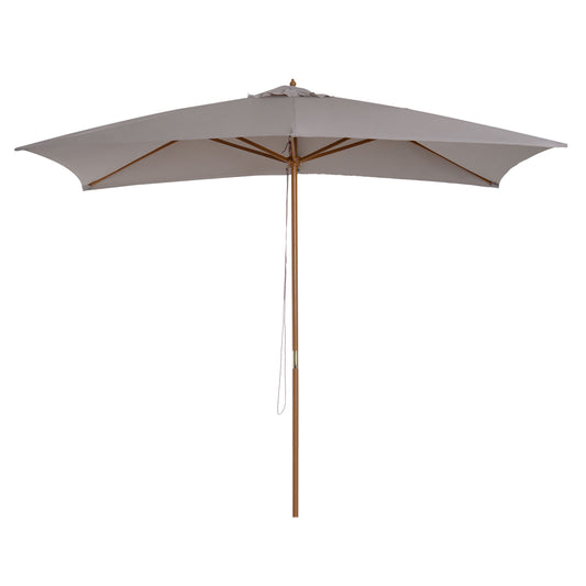 Outsunny Sombrilla Jardín 3x2 M Con Mástil De Madera Y Sistema De Polea Gris_0