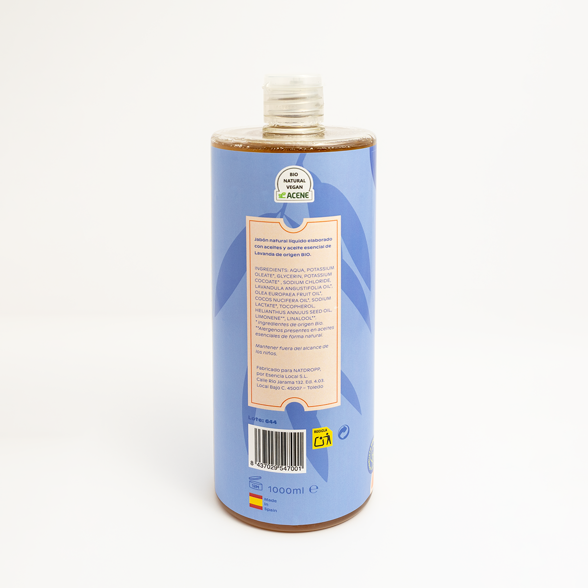 Jabón De Castilla Líquido BIO  Lavanda Flash Natdropp 1000ml_2