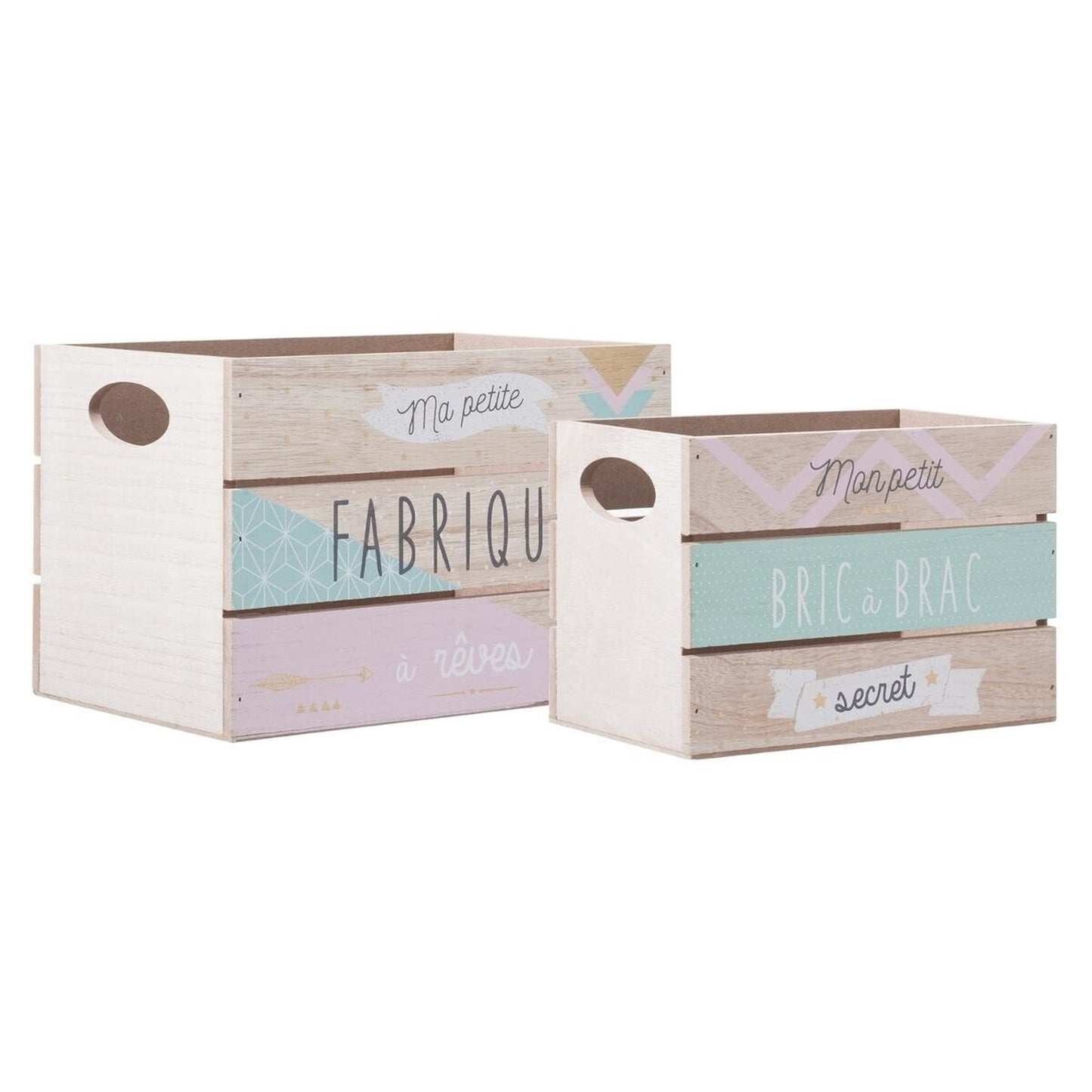Juego De 2 Cajas Para Niños En Madera_0