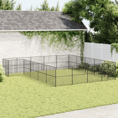 Vidaxl Corralito Para Perros Con 20 Paneles Acero Galvanizado Negro_1