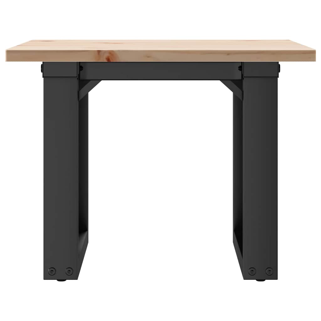 Mesa De Centro Marco O Madera Maciza Pino Y Acero 50x50x35 Cm_2