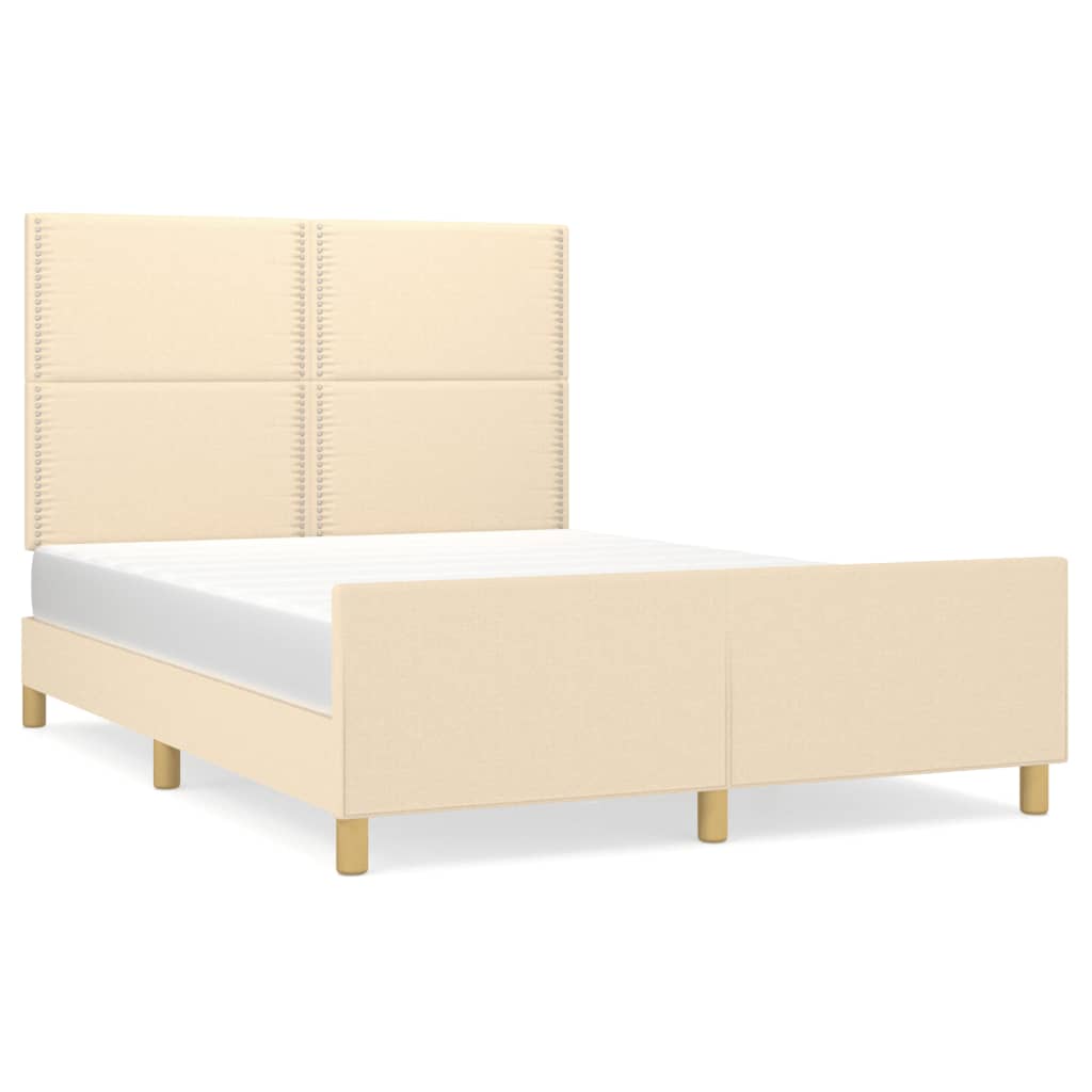 Estructura De Cama Con Cabecero De Tela Color Crema 140x200 Cm / Vetonek_3