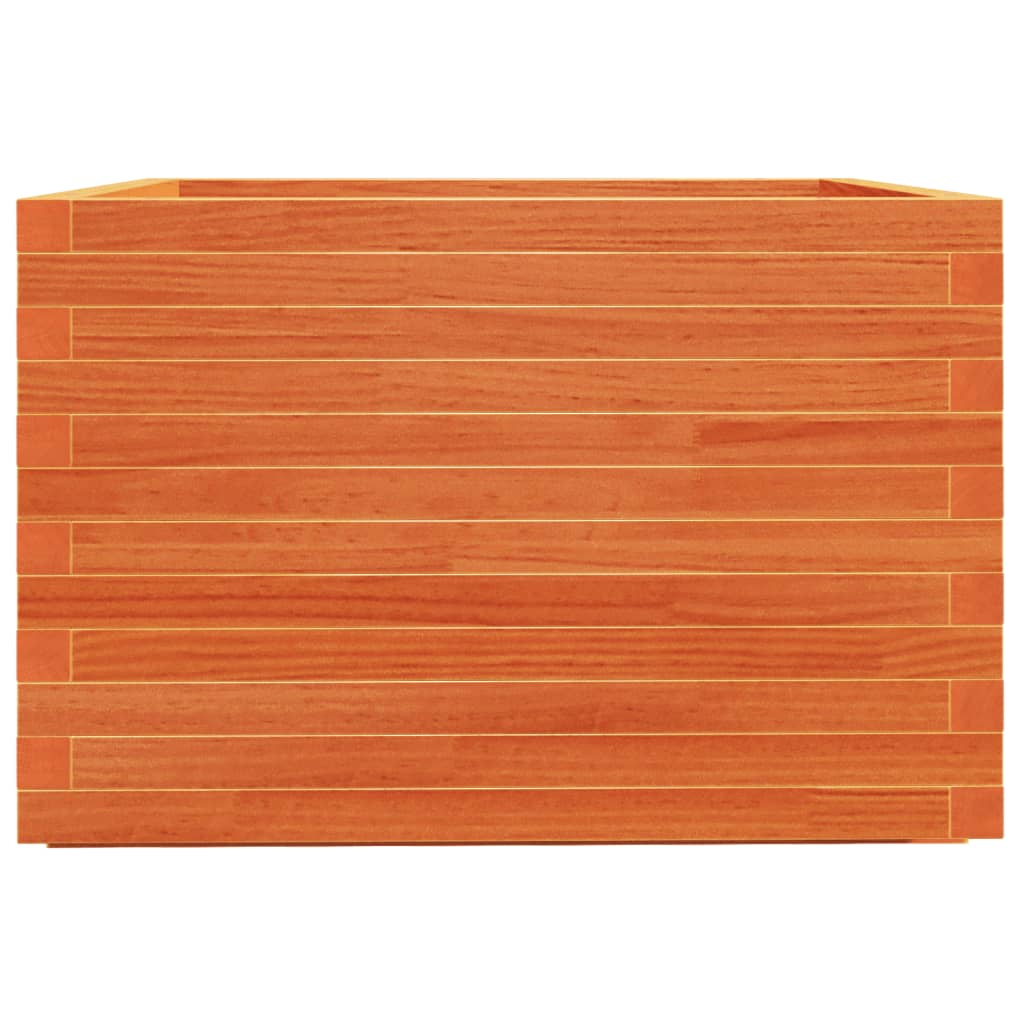 Jardinera Madera Maciza De Pino Marrón Cera 70x70x49,5 Cm_4