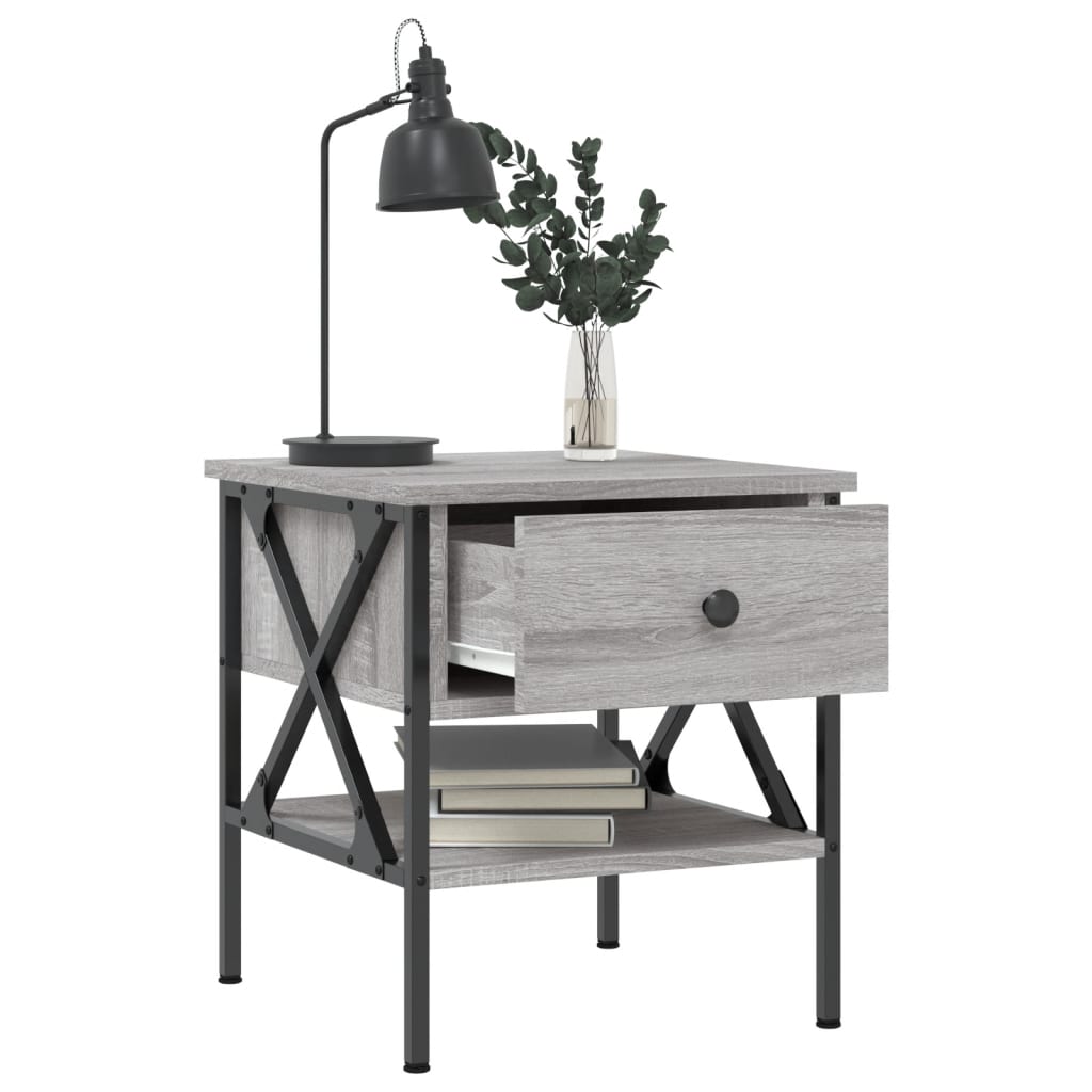 Mesita De Noche Madera De Ingeniería Gris Sonoma 40x42x45 Cm_2