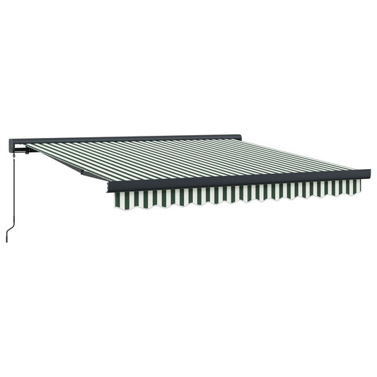 Toldo Retráctil Verde Y Blanco 300 X 250 Cm Lona Y Aluminio_0