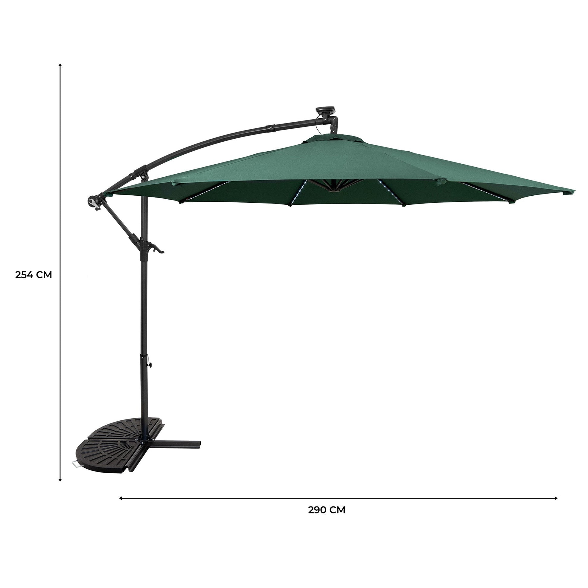 Parasol Excéntrico Led De 3 M Con Base De Medio Abanico – Verde_4