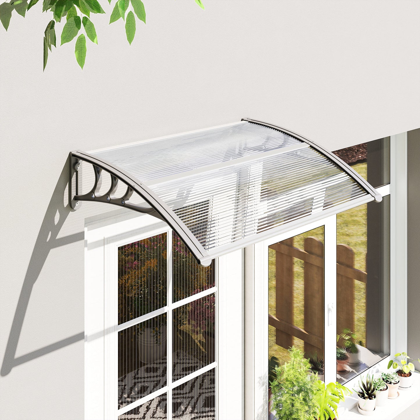 Outsunny Marquesinas Exterior Para Puertas Y Ventanas 100x75 Cm Transparente_4