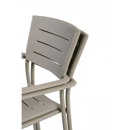 Lote De 4 Sillas De Jardín Apilables Inari Aluminio Beige Arena - Muebles De Jardín - 56x58xh85cm_2