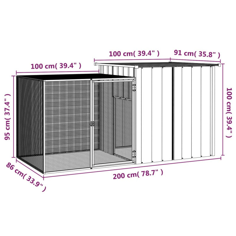 Vidaxl Jaula De Gallinas Acero Galvanizado Gris 200x91x100 Cm_5