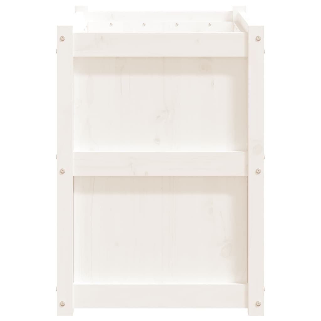 Jardinera De Madera Maciza De Pino Blanca 90x50x70 Cm_5