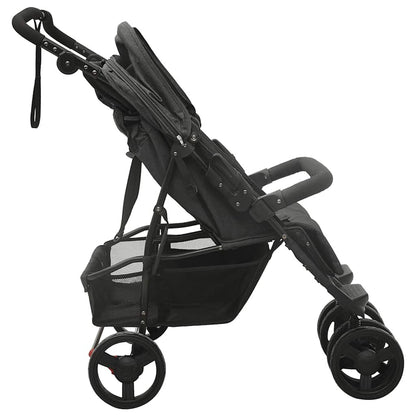 Vidaxl Carrito Para Gemelos De Acero Gris Antracita_3