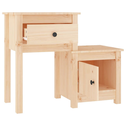 Mesita De Noche Madera Maciza De Pino 79,5x38x65,5 Cm_1