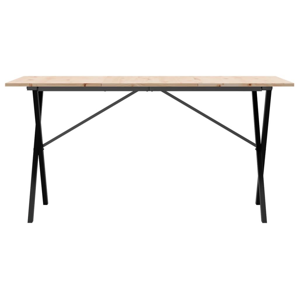 Mesa De Comedor Marco X Madera Maciza Pino Y Acero 160x80x75cm_2