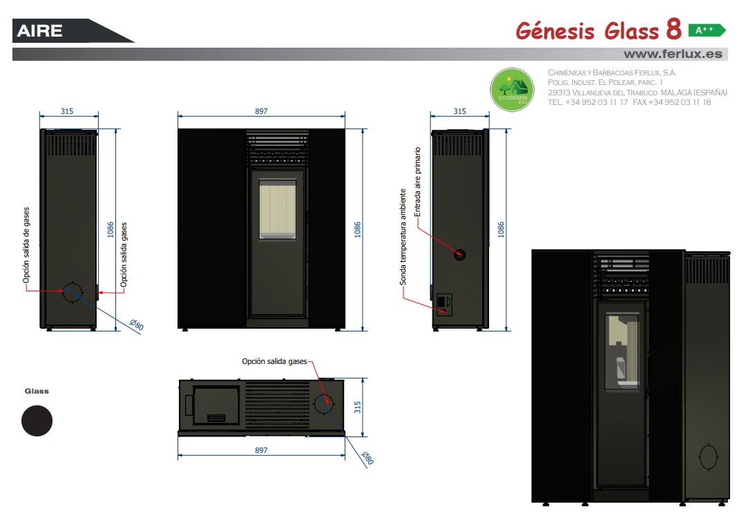 Bricosol Estufa De Pellets Genesis Glass 8 De Ferlux_2