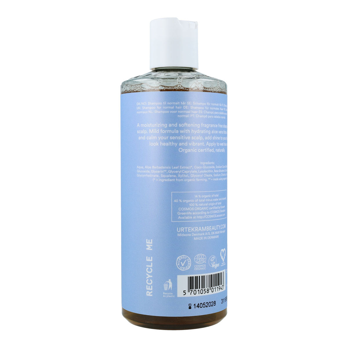 Pack 2x Champú sin fragancia Urtekram 500 ml