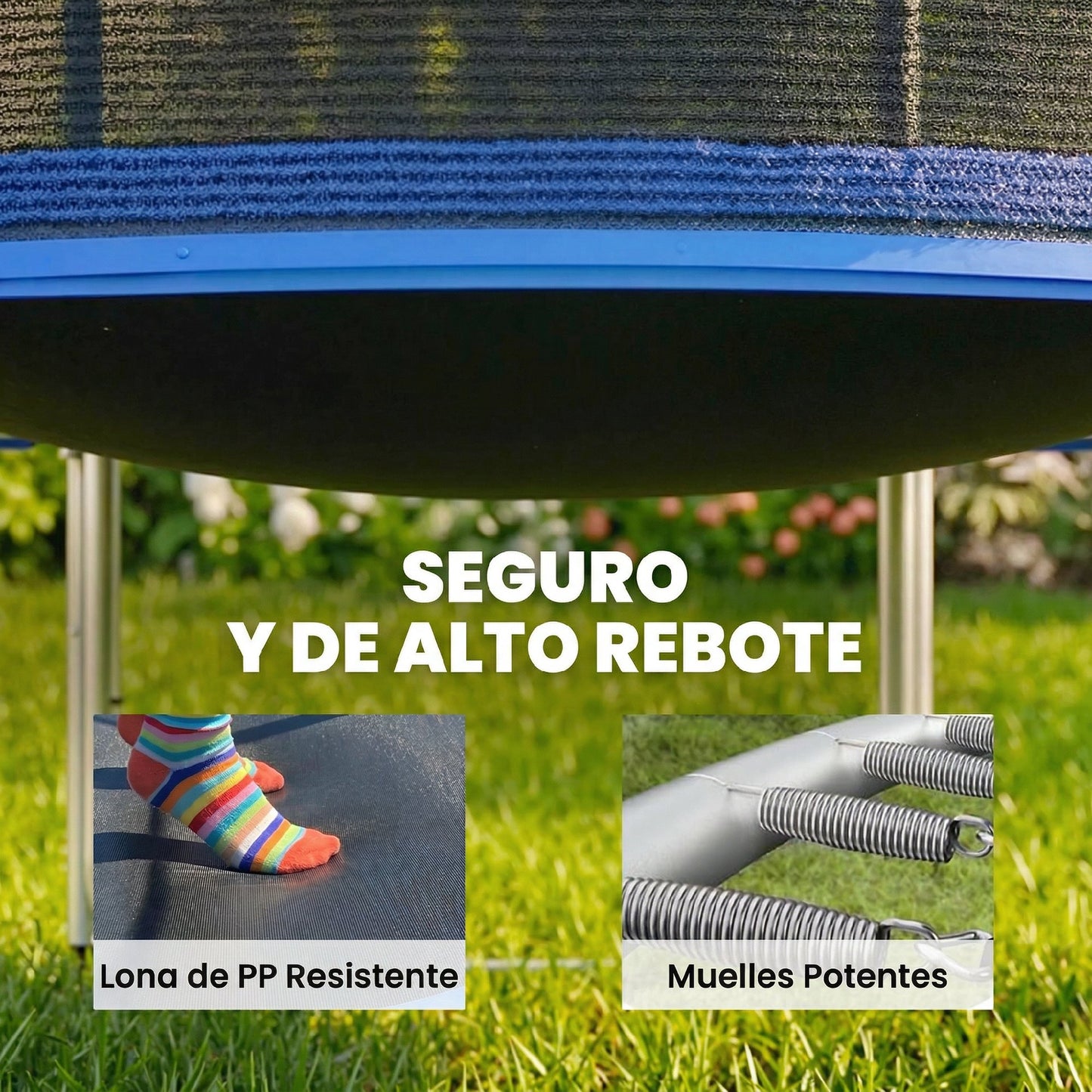 Sportnow Cama Elástica Niños Exterior Ø366 Cm Con Red De Seguridad Escalera Azul_5