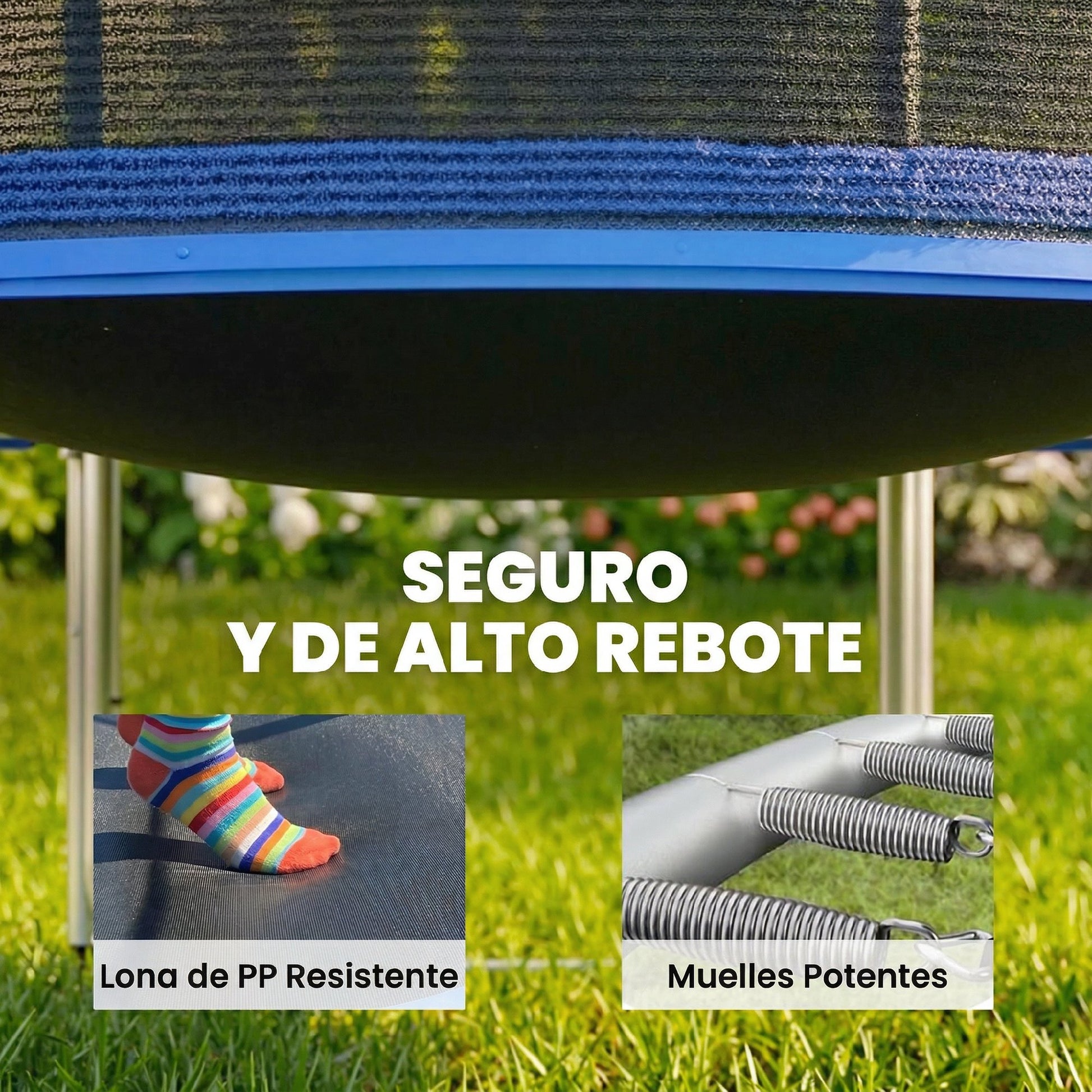Sportnow Cama Elástica Niños Exterior Ø366 Cm Con Red De Seguridad Escalera Azul_5