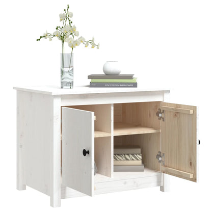 Mesa De Centro De Madera Maciza De Pino Blanco 71x49x55 Cm_3