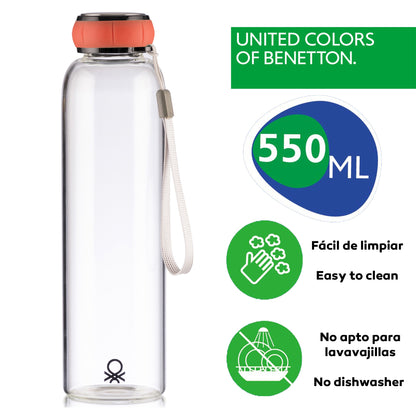 Set De 3 Unidades De Botella De Agua 550ml Borosilicato Tapa Roja Casa Benetton_1