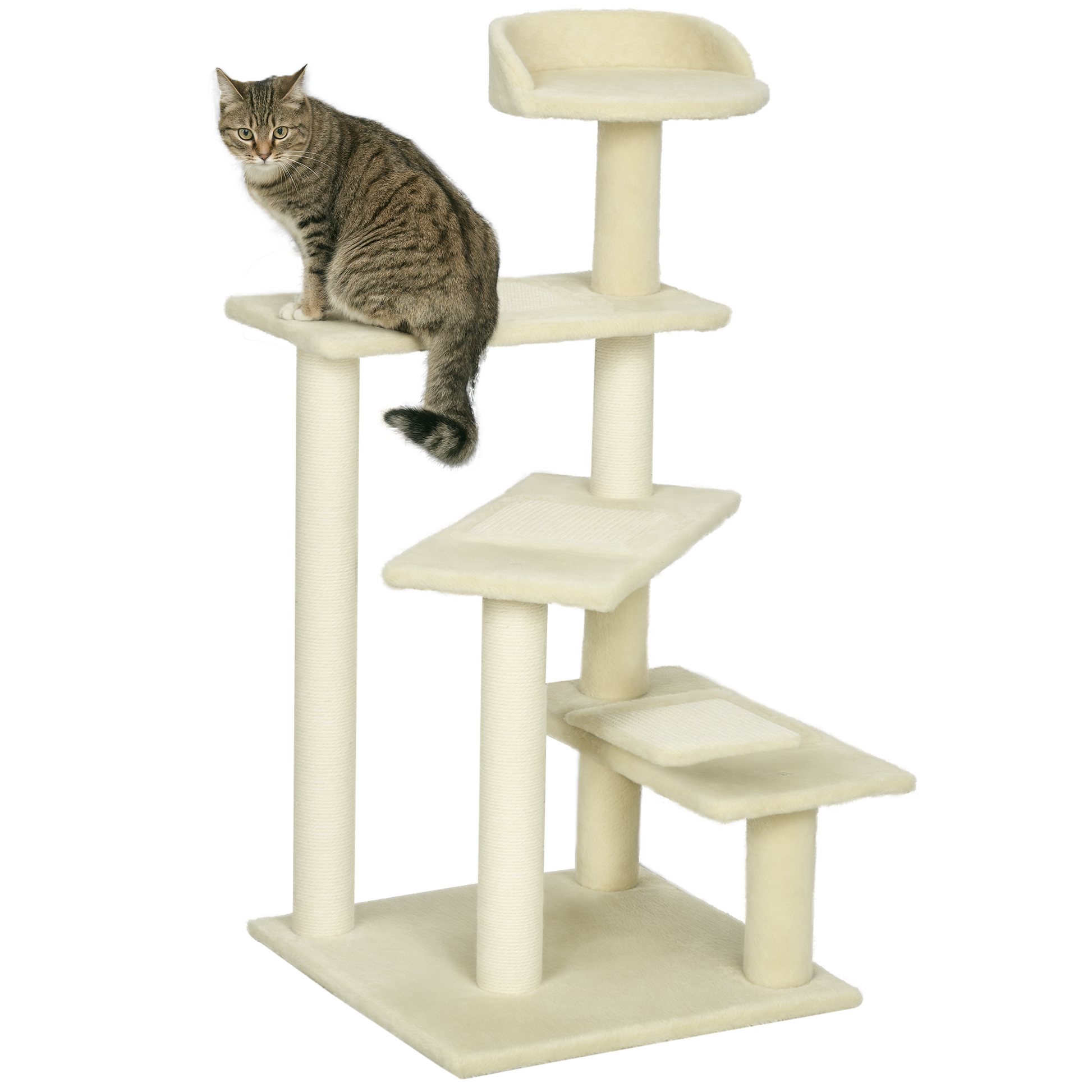 Pawhut Árbol Para Gato Rascador Grande 50x50x100 Cm Con Poste Cama Plataformas_0