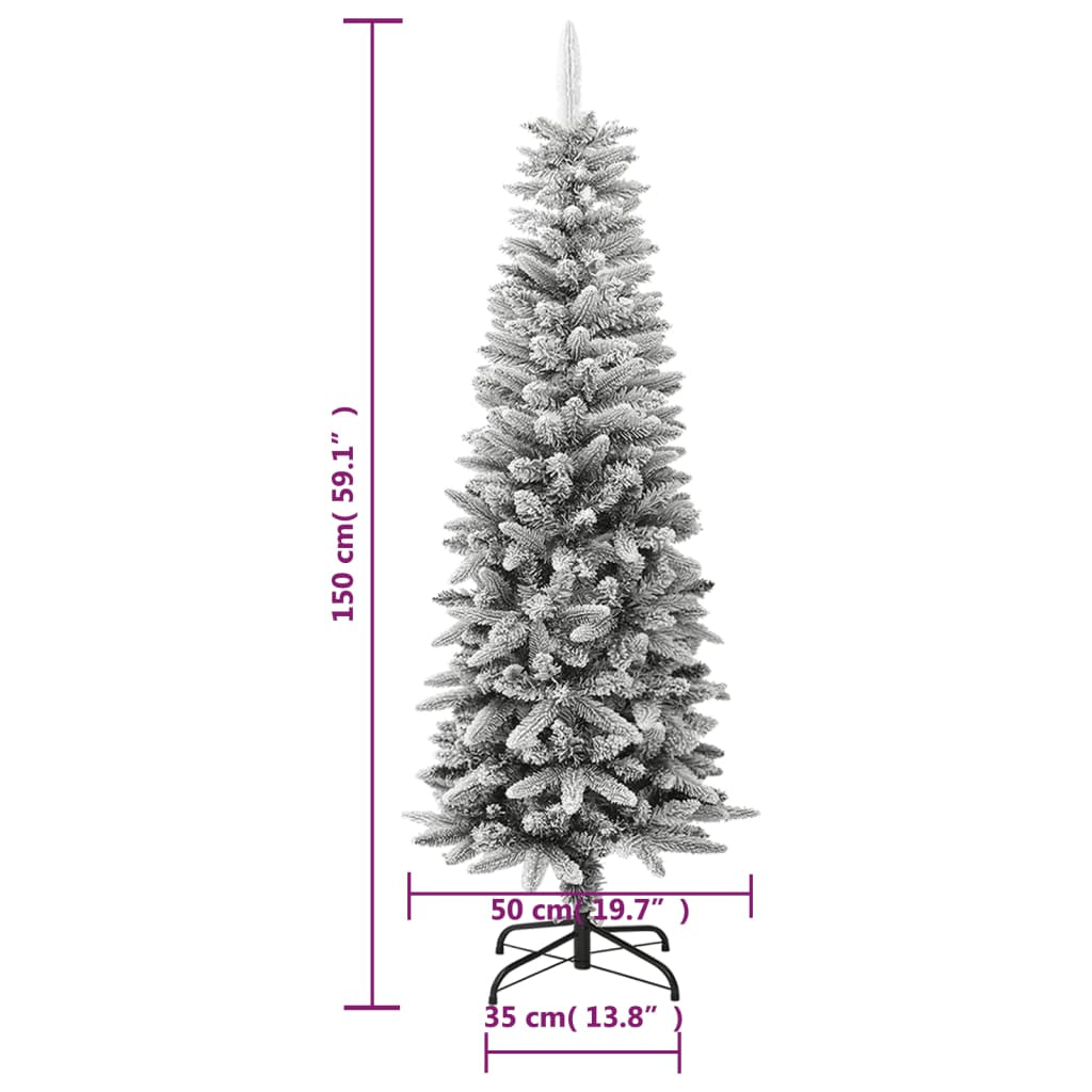 Vidaxl Árbol De Navidad Artificial Estrecho Con Nieve Pvc Y Pe 150 Cm_2