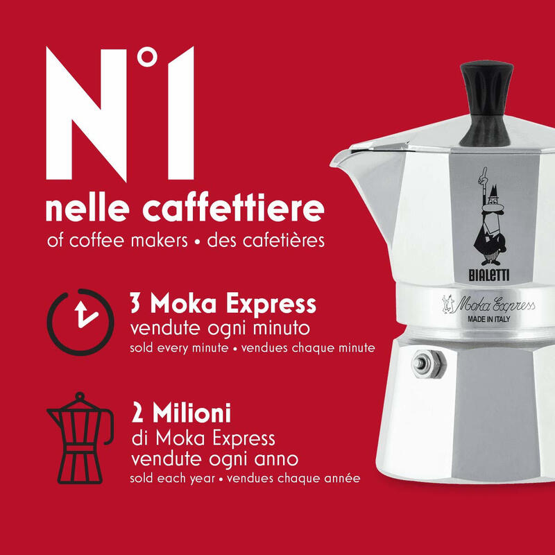 Cafetera Italiana Bialetti Moka Express 0,2 L Aluminio, Negro_2