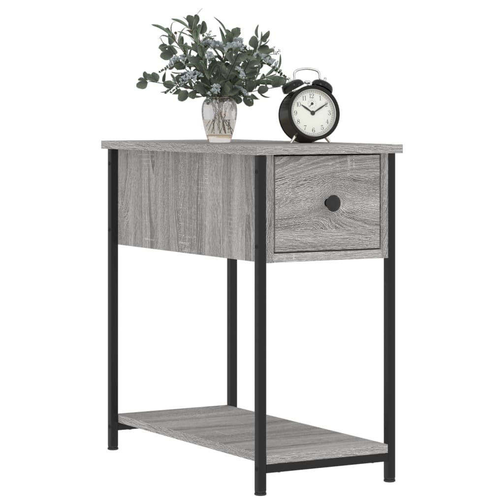 Mesita De Noche Madera De Ingeniería Gris Sonoma 30x60x60 Cm_1