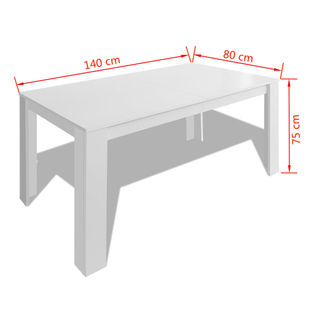 Mesa De Comedor Blanca 140x80x75 Cm_3