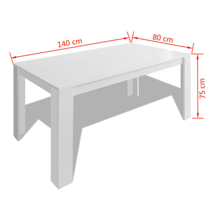 Mesa De Comedor Blanca 140x80x75 Cm_3