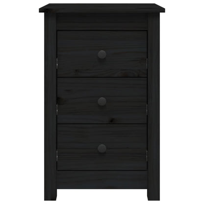 Mesita De Noche Madera Maciza De Pino Negro 40x35x61,5 Cm_1