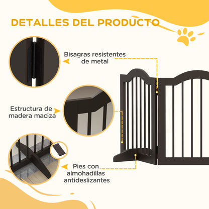 Pawhut Barrera De Seguridad Plegable De Perros Pequeños 154,5x29,5x61 Cm Café_5