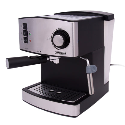 Cafetera Expresso Manual 15 Bares 1,6 L, Brazo Doble Salida, Espumador Leche, Calientatazas Mesko Ms4403 Plata