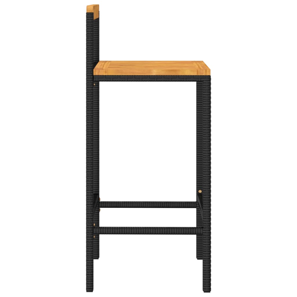 Taburetes Altos 2 Uds Madera De Acacia Y Ratán Sintético Negro_3