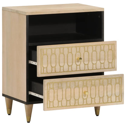 Mesita De Noche Madera Maciza De Mango 50x33x60 Cm_0
