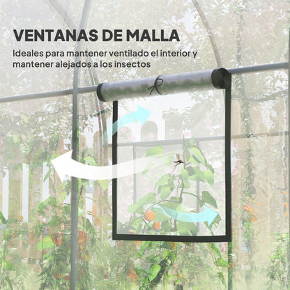 Outsunny Invernadero De Túnel 3x2x2m Con Puerta Enrollable Ventanas Transparente_5