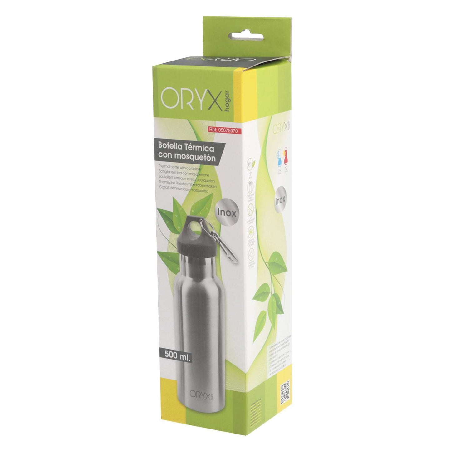 Botella Termica / Termo Acero Inoxidable Antigotas 500 Ml. Cierre 100% Hermetico, Con Mosqueton._2