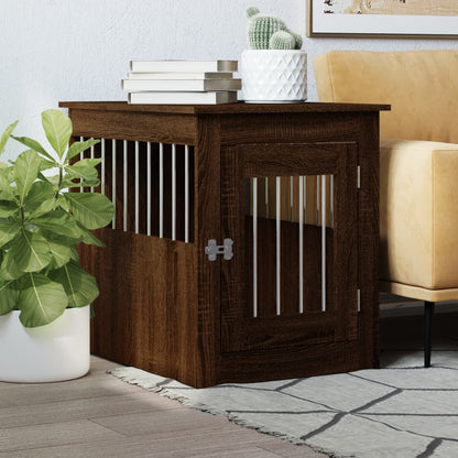 Vidaxl Jaula Para Perros Madera De Ingeniería Roble Marrón 55x75x65 Cm_1