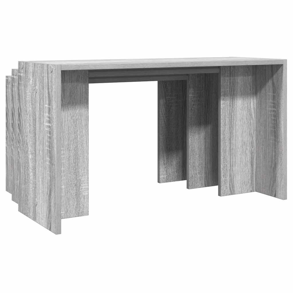 Mesas Apilables 3 Piezas Madera Contrachapada Gris Sonoma_4