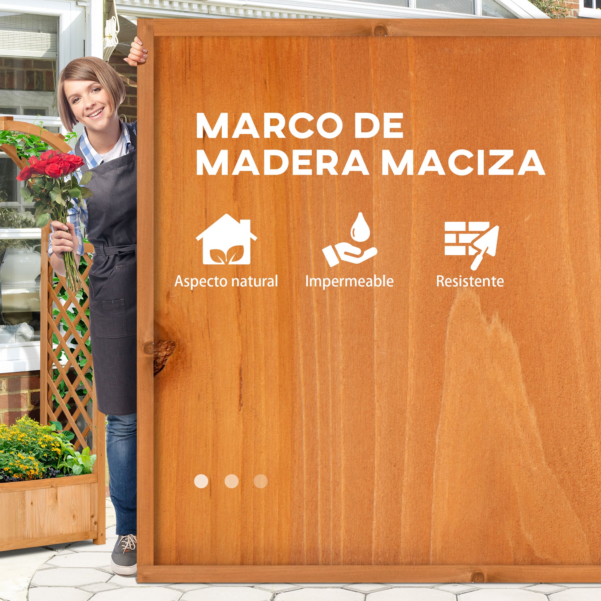 Outsunny Jardinera Enrejado Con Arco Para Trepadoras Cultivos Flores 83x36x152cm_5