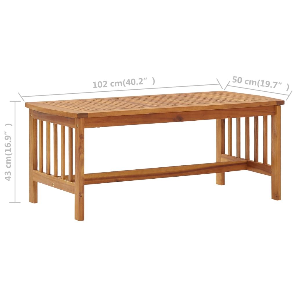 Mesa De Centro De Madera Maciza De Acacia 102x50x43 Cm_4