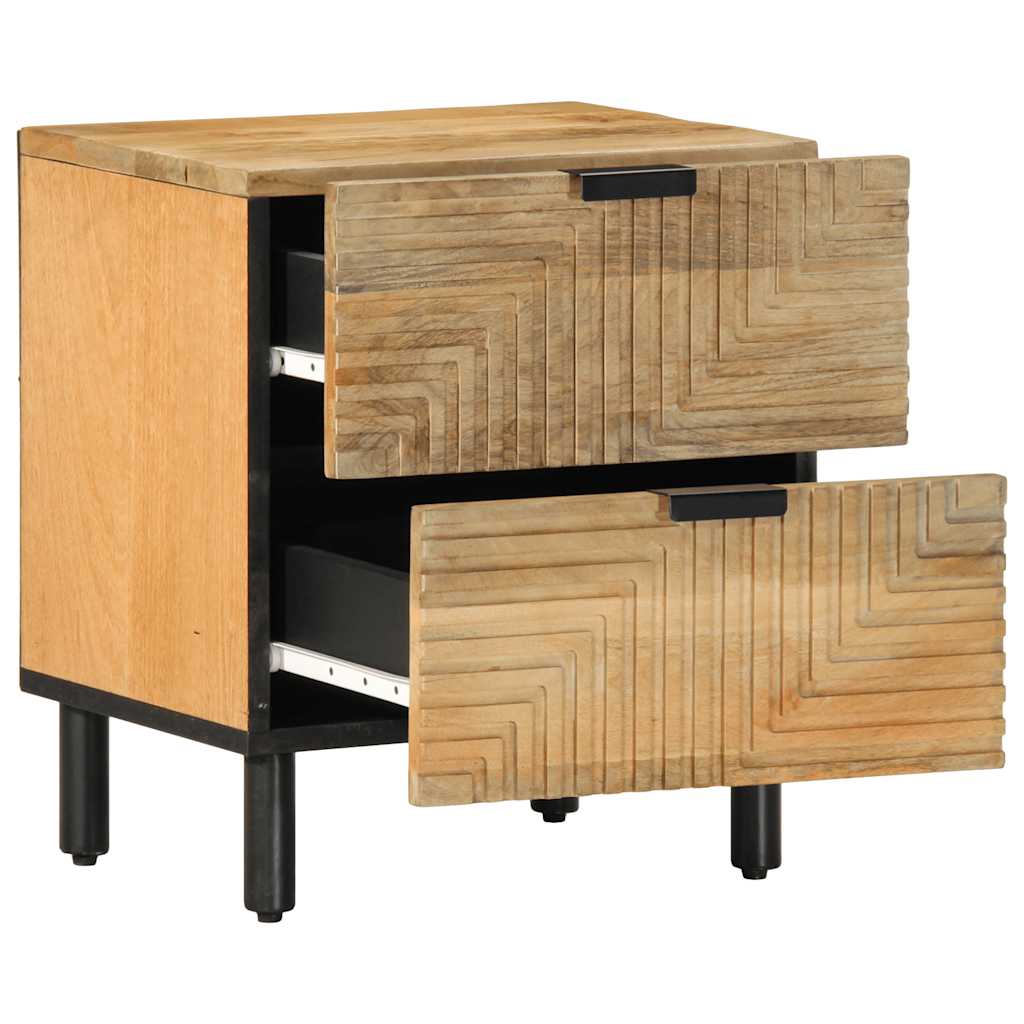 Mesitas De Noche 2 Uds Madera Maciza De Mango Marrón 40x33x46cm_2
