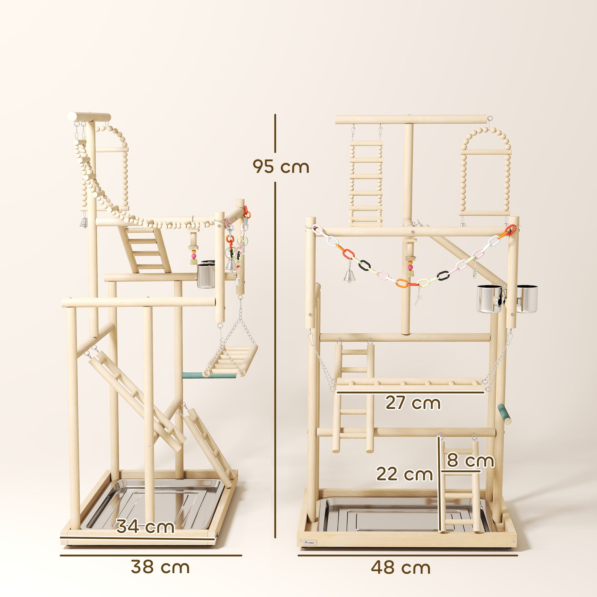 Pawhut Parque De Juegos Para Pájaros Con Escaleras Columpio Cadena Bandeja_2