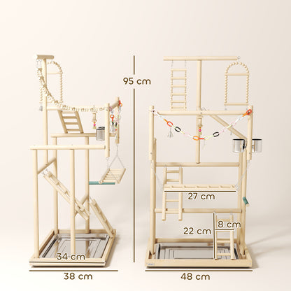 Pawhut Parque De Juegos Para Pájaros Con Escaleras Columpio Cadena Bandeja_2