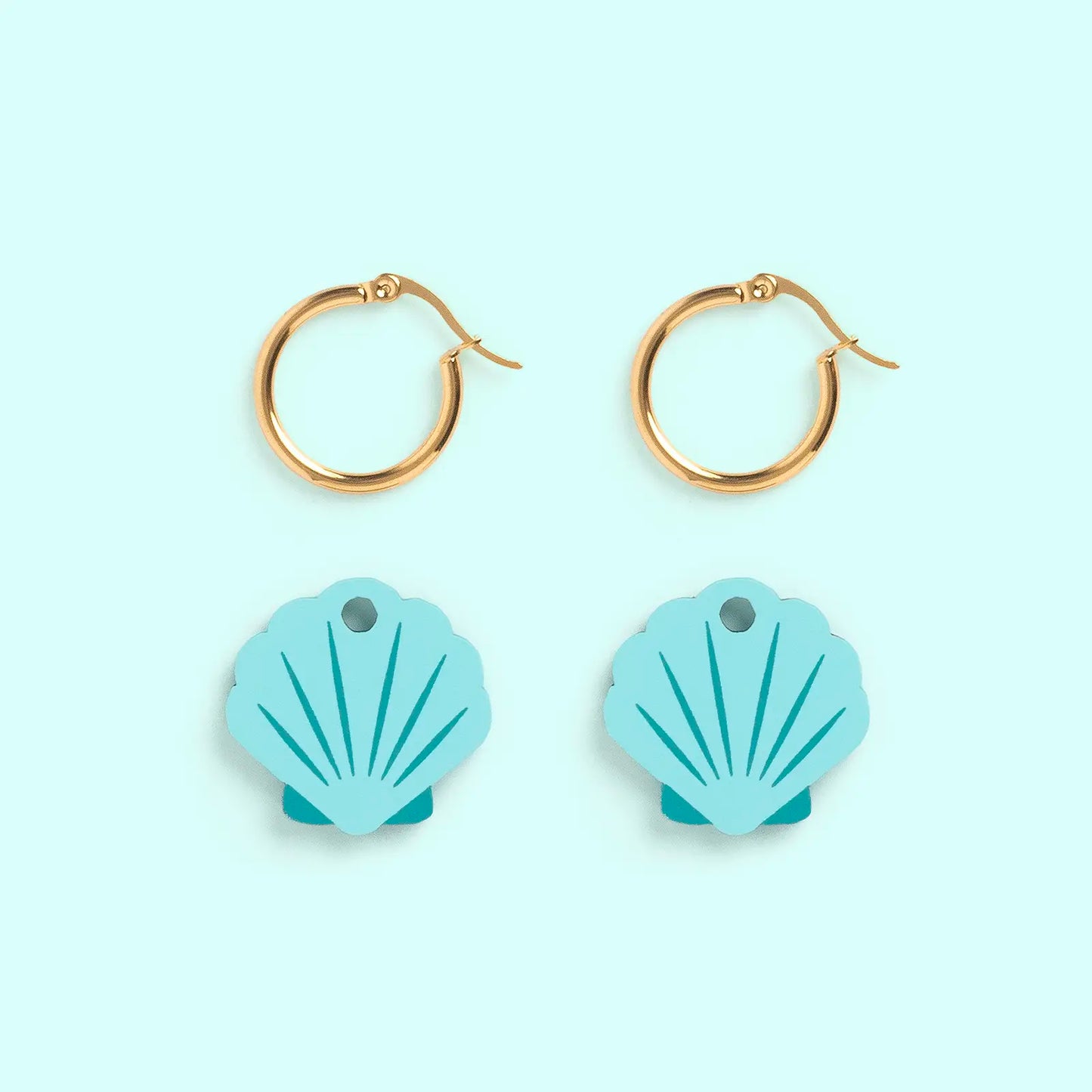 Pendientes Concha de Mar Nature Vibes - Acero Quirúrgico y Baño de Oro 18k - Resetea_2